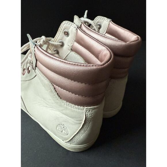 Timberland Dausette Boots 7.5 Women Pink Sneaker Shoes Nubuck Leather High Top - Picture 8 of 10